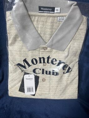 Monterey Club Men's Beige Polo with Contrast Collar - XXL